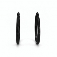 Zwarte RVS Oorringen met Puntjes Motief 25mm -