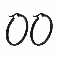 Oorringen &ndash; 25mm Creool Puntjes Patroon RVS Zwart Dames