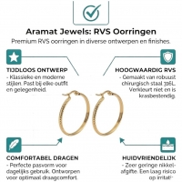 Goudkleurige RVS Oorringen met Puntjes Motief 25mm -