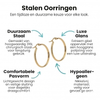 Goudkleurige RVS Oorringen met Puntjes Motief 25mm -