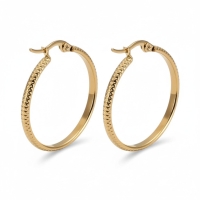 Oorringen &ndash; 25mm Creool Puntjes Patroon RVS Goudkleur Dames