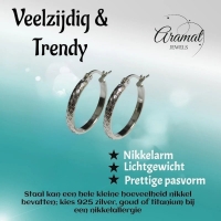 RVS Oorringen met Ruitjes Patroon Zilverkleur 25mm -