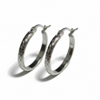 Oorringen &ndash; 25mm Creool Ruitjes Patroon RVS Zilverkleur Dames