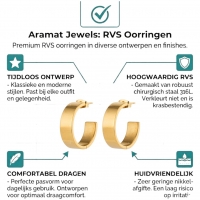 Brede RVS Oorringen Glad Glanzend Goudkleur 23mm x 7mm -