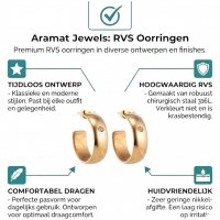 Brede RVS Oorringen met Zirkonia Accent Goudkleur 23mm x 7mm -