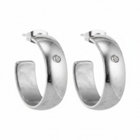 Oorbellen &ndash; 23mm Hoepel Creool Zirkonia Accent RVS Zilverkleur Unisex