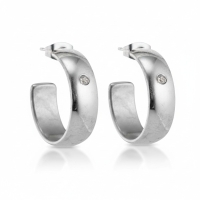 Oorbellen &ndash; 23mm Hoepel Creool Zirkonia Accent RVS Zilverkleur Unisex