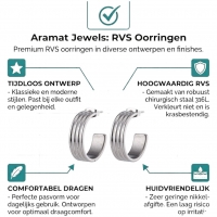 RVS Oorringen met Vier Lijnen Zilverkleur 23mm -