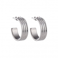 RVS Oorringen met Vier Lijnen Zilverkleur 23mm -