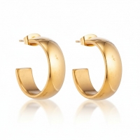 Brede RVS Oorringen Glad Glanzend Goudkleur 22mm -