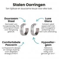 RVS Oorringen met Dubbele Lijn Zilverkleur 23mm -