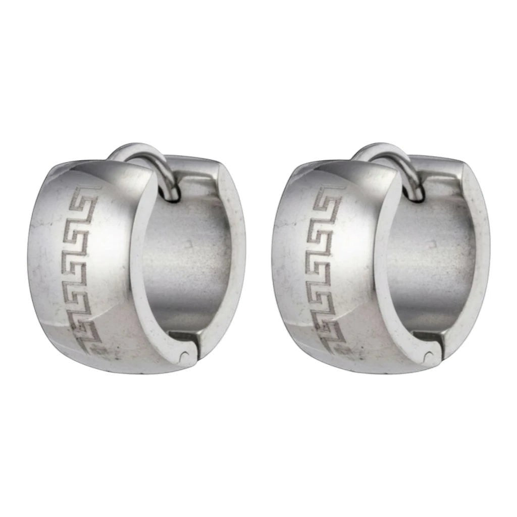 RVS Oorringen met Grieks Motief Zilverkleur 20mm -