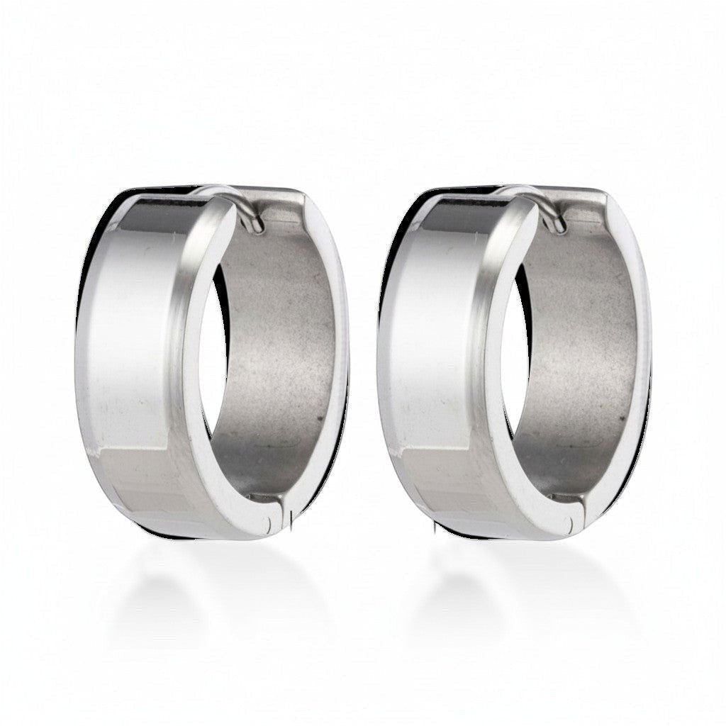 RVS Oorringen met Schuine Rand Zilverkleur 20mm -