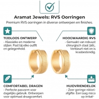 RVS Oorringen met Gematteerde Lijn Goudkleur 20mm -