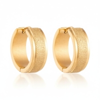 Oorringen &ndash; 20mm Creolen Sandblasted Lijn RVS Goudkleur Unisex