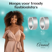 Brede RVS Oorringen Glad Glanzend Zilverkleur 20mm -