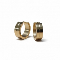 Oorringen &ndash; 20mm Creolen met Smalle Lijn RVS Goudkleur Unisex