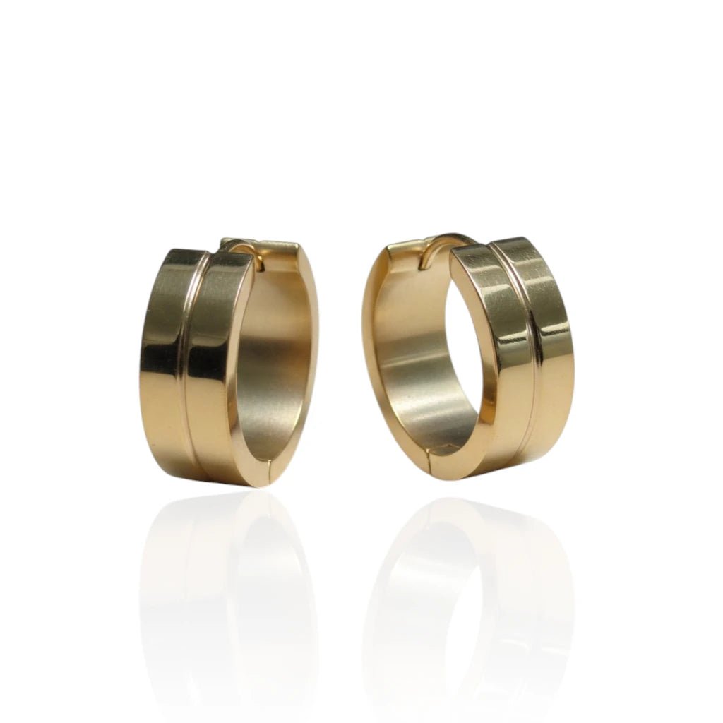 Oorringen &ndash; 20mm Creolen met Smalle Lijn RVS Goudkleur Unisex