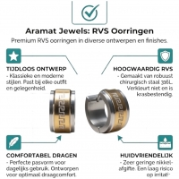 Bicolor RVS Oorringen Grieks Motief Goud & Zilver 13mm -