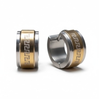 Oorringen &ndash; 13mm Mini Creool Grieks Motief RVS Bicolor Unisex