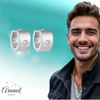 Kleine RVS Oorringen met Zirkonia Accent Zilverkleur 13mm -