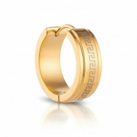 Oorringen &ndash; 13mm Mini Creool Grieks Motief RVS Goudkleur Unisex