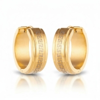 Oorringen &ndash; 13mm Mini Creool Grieks Motief RVS Goudkleur Unisex