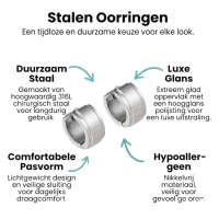 Kleine RVS Oorringen met Opstaande Streep Zilverkleur 13mm -