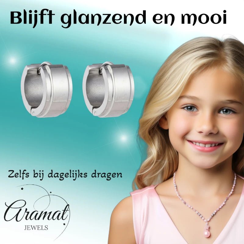 Oorringen &ndash; 13mm Mini Creool Opstaande Streep RVS Zilverkleur Unisex