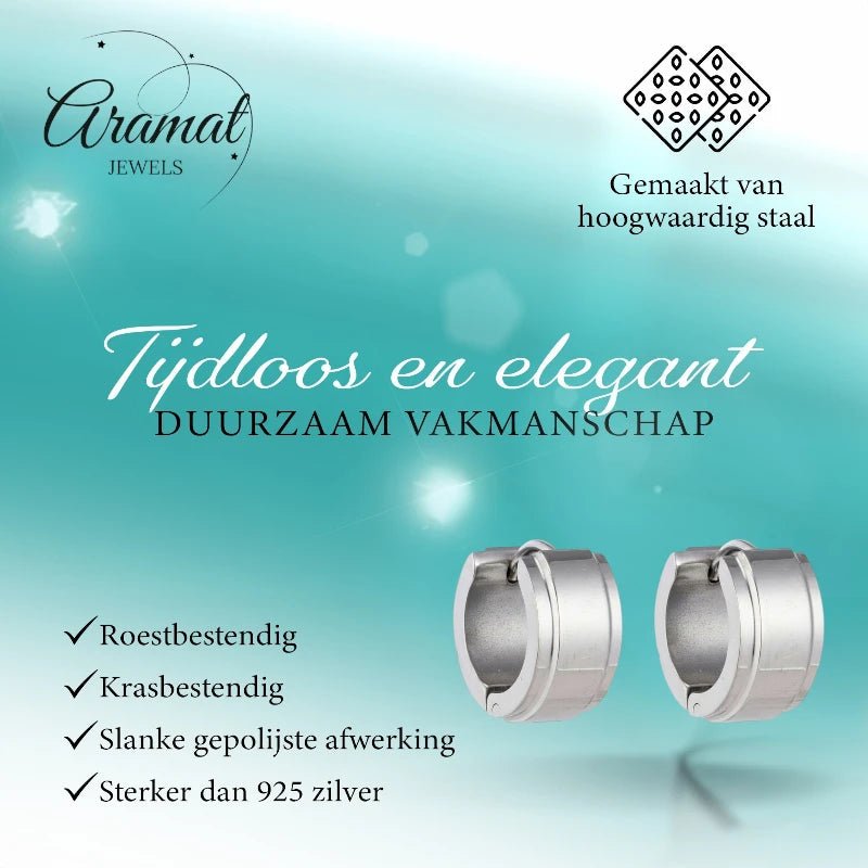 Oorringen &ndash; 13mm Mini Creool Opstaande Streep RVS Zilverkleur Unisex