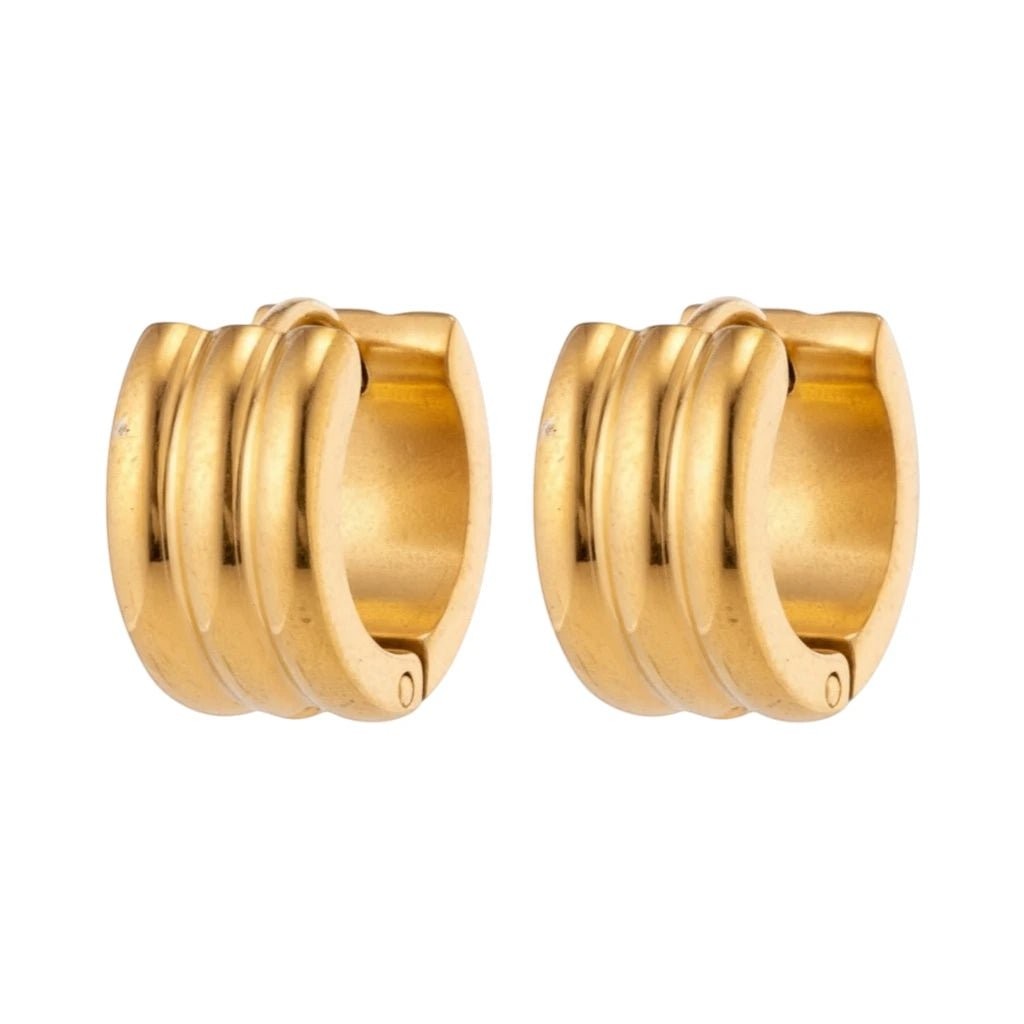 Kleine RVS Oorringen met Streepdesign Goudkleur 13mm -