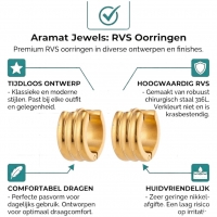 Kleine RVS Oorringen met Streepdesign Goudkleur 13mm -