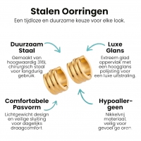 Kleine RVS Oorringen met Streepdesign Goudkleur 13mm -