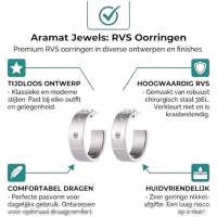 Zilverkleurige Brede RVS Oorringen met Dubbele Zirkonia 23mm -