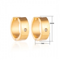 Goudkleurige Brede RVS Huggie Oorringen met Zirkonia 20mm -
