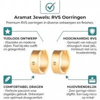 Goudkleurige Brede RVS Huggie Oorringen met Zirkonia 20mm -