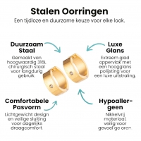 Goudkleurige Brede RVS Huggie Oorringen met Zirkonia 20mm -