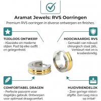 Bicolor RVS Oorringen met Gouden Streep 20x7mm -
