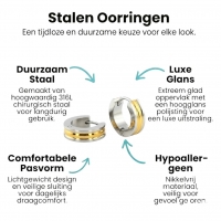 Bicolor RVS Oorringen met Gouden Streep 20x7mm -