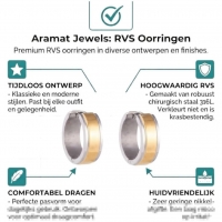 Bicolor RVS Huggie Oorringen met Brede Gouden Streep 20mm -