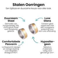 Bicolor RVS Huggie Oorringen met Brede Gouden Streep 20mm -