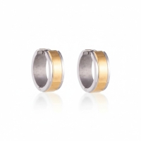 RVS Bicolor Huggie Creolen Brede Streep 20mm - Goud Zilver Unisex