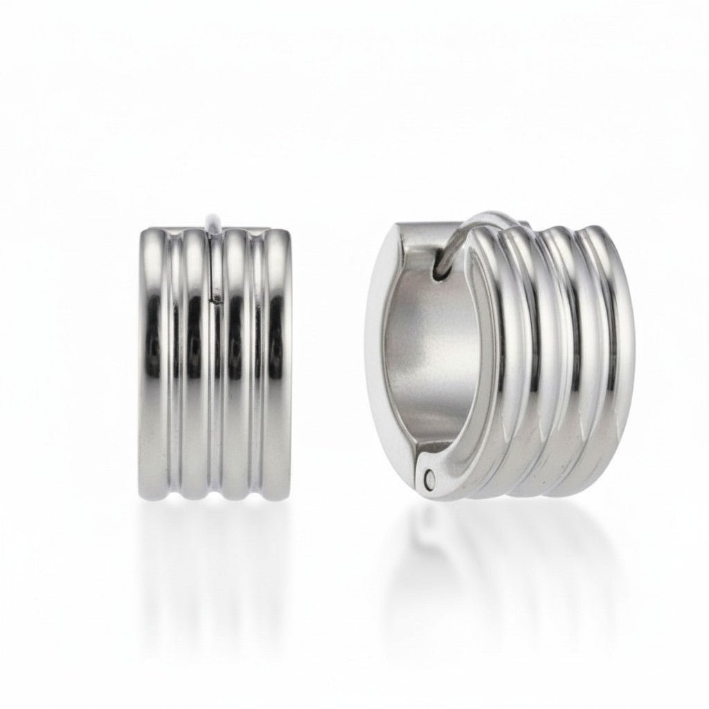 RVS Mini Huggie Creolen Streep Zilverkleur 13mm - Unisex Kind