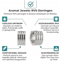 Zilverkleurige Mini RVS Oorringen met Streepjesmotief 13x7mm -