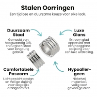 Zilverkleurige Mini RVS Oorringen met Streepjesmotief 13x7mm -