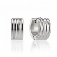 RVS Mini Huggie Creolen Streep Zilverkleur 13mm - Unisex Kind