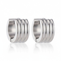 RVS Mini Huggie Creolen Streep Zilverkleur 13mm - Unisex Kind