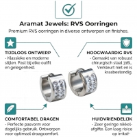 Zilverkleurige Mini RVS Oorringen met 2 Rijen Kristal 13x7mm -