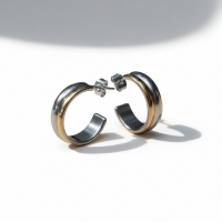 RVS Half-Hoop Oorbellen Bicolor Goud Zilver 23mm - Dames -