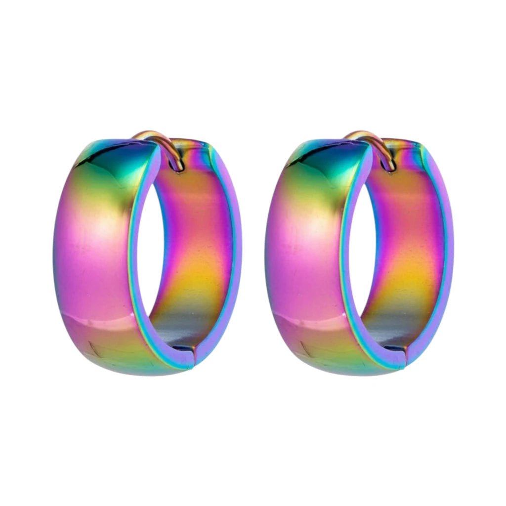 RVS Huggie Oorringen Glad Regenboogkleur 20mm - Unisex